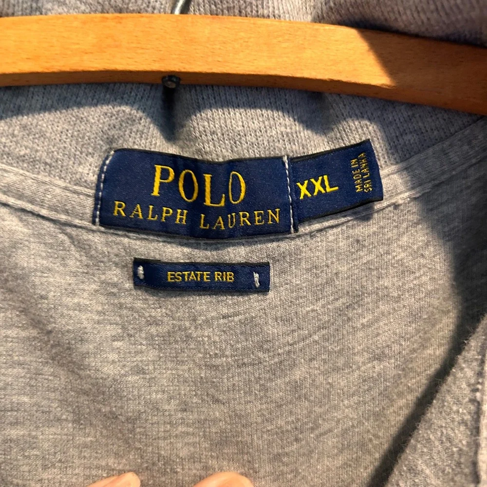 Polo Ralph Lauren Mens XXL Estate Rib Quarter Zip Pullover Heather Grey Cotton